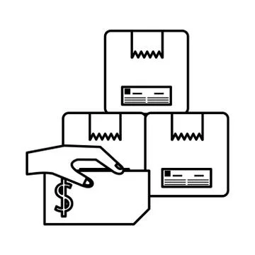 Pile of boxes packing postal service Stock Illustration