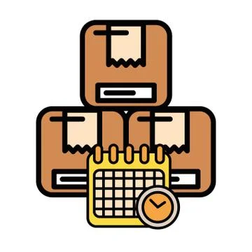 Pile of boxes packing postal service Stock Illustration