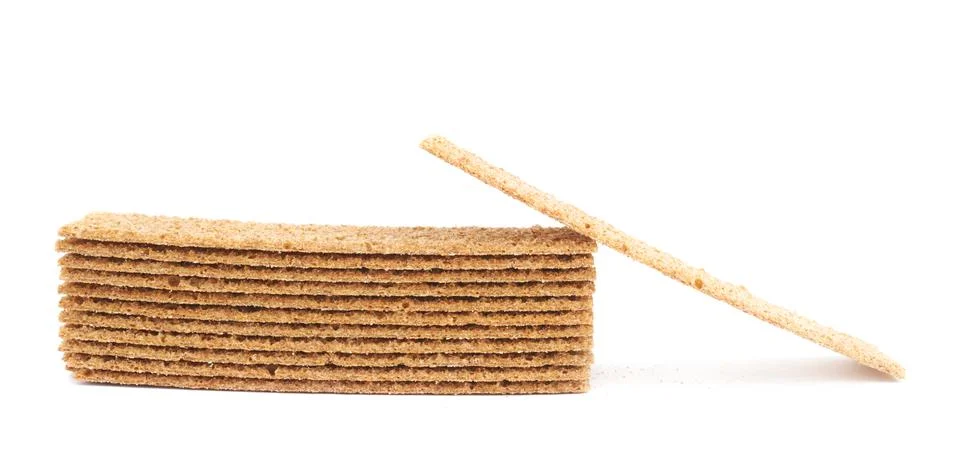 Pile of bread cracker snacks isolated Stock Photos
