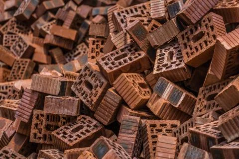 Pile of bricks on the building site Fotos de archivo