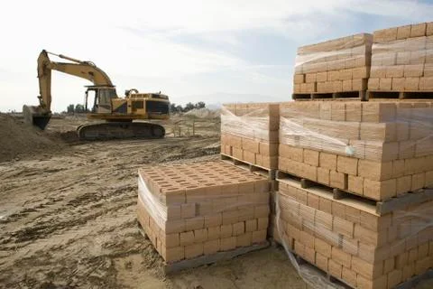Pile Of Bricks At Construction Site Stock Photos