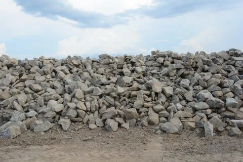 Pile of bricks under the sky Stock Photos