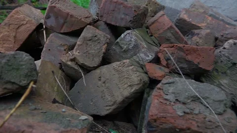 Pile of broken bricks Stock Footage 238390251