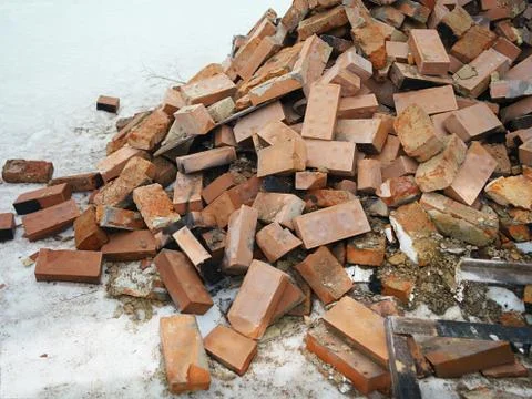 Pile of broken bricks 写真素材