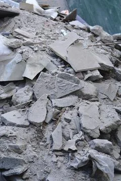 Pile of broken plaster and construction demolition rubble Stock Photos