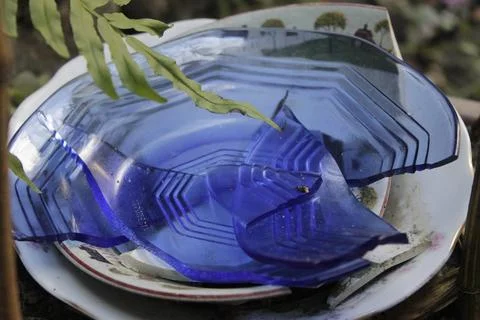 Pile of broken plates Stock Photos