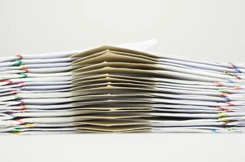 Pile of brown envelope between paperwork Stock Photos