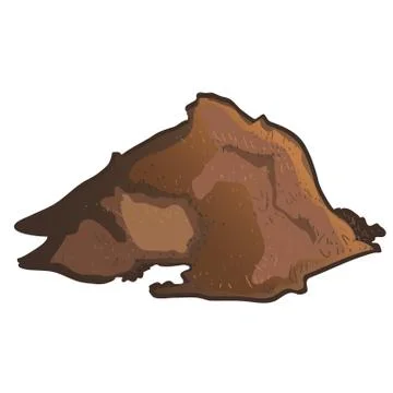 A pile of brown substrate isolated on white background. Vector cartoon close-up Stock Illustration
