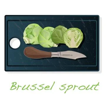 A pile of Brussels sprouts on the dish vector illustration. White background. Stock Illustration