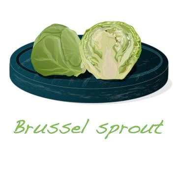 A pile of Brussels sprouts on the dish vector illustration. White background. Stock Illustration