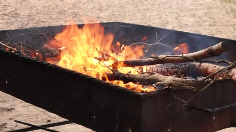 A pile of burning branches in the grill Video stock 134840694
