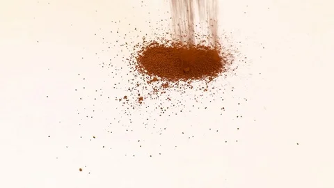 Pile cacao powder fall on white background Video stock 87510155
