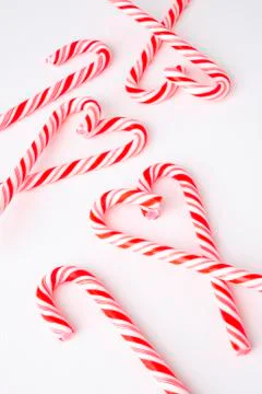 A pile of candy cane on white background Stock Photos