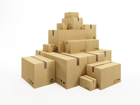Pile of cardboard box Stock Illustration