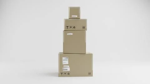 Pile of Cardboard Boxes Collum, For Package, Shipping and Delivery Stock Illustration