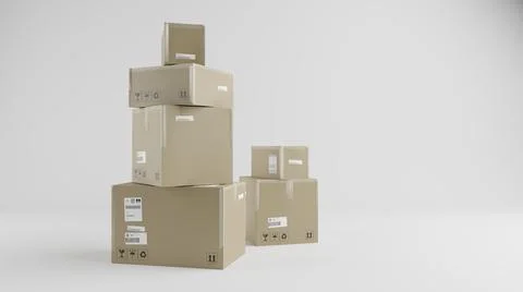 Pile of Cardboard Boxes Collums, For Package, Shipping and Delivery Stock-Illustration