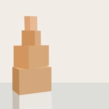 Pile of cardboard boxes ready to be shipped isolated on white background Stock Illustration