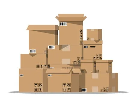 Pile cardboard boxes set Illustrazione stock