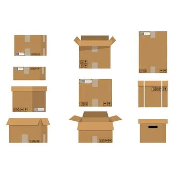 Pile cardboard boxes set. Stock-Illustration