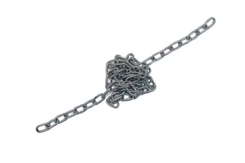 Pile of chains on a white background Foto stock