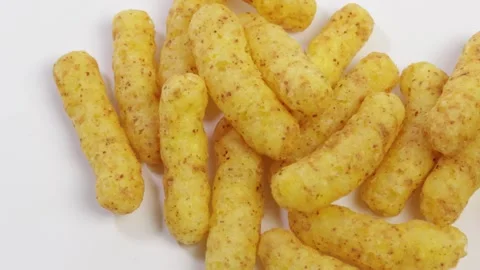 Pile of cheese puffed appetizer biscuits Stock Footage 333384351