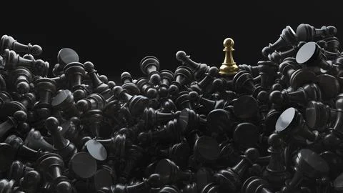 A pile of chess pieces. 3D render Stock Illustration