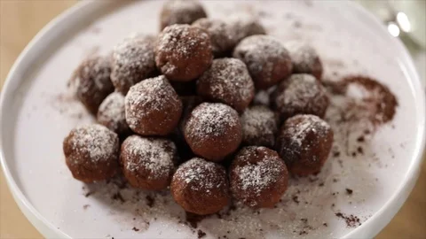 Pile of Chocolate Balls High Angle Stock Footage 99164342