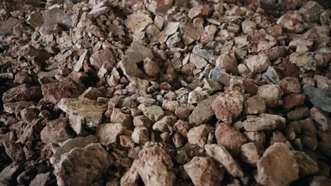 A pile of cinder blocks of cement and concrete at a construction site. A pile of Stock Footage 263969323