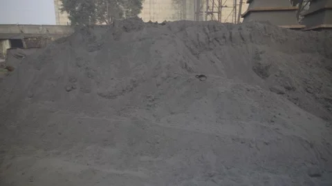 Pile of coal ash at coal preparation plant, Bokaro, Jharkhand Stock-Footage 318638291