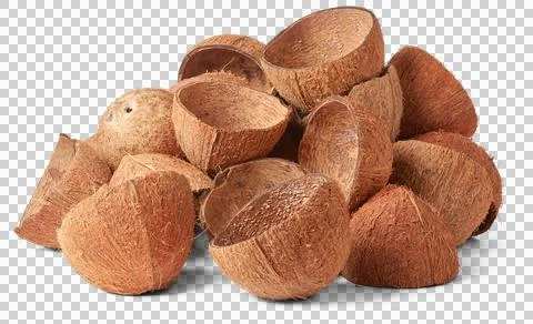 Pile of coconut fruit shell isolated Stock Photos