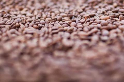 Pile of coffee beans. Background. Stock Photos