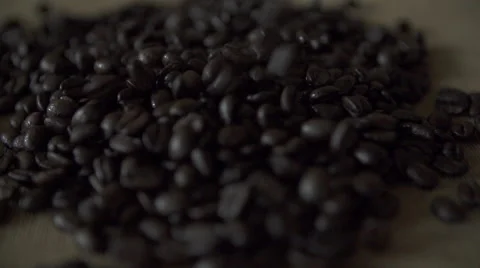 Pile of Coffee Beans Falling in Slow Motion Video stock 42386041