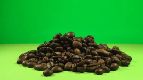 A Pile Of Coffee Beans On A Green Screen, Coffee, Chroma, Key, Tilt Shot Video stock 38687968