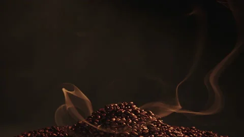 Pile of coffee beans smoking. Stock Footage 145274523