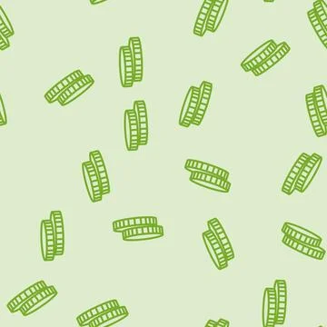 Pile coin line vector seamless pattern Stock Illustration