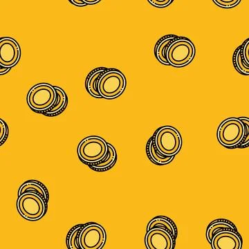 Pile coin vector seamless pattern 스톡 일러스트