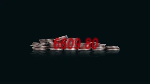 A pile of coins and graphics. 스톡 동영상 232600523