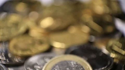 A pile of coins close-up Stock Footage 70874883