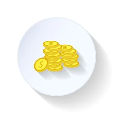 Pile of coins flat icon Stock Illustration
