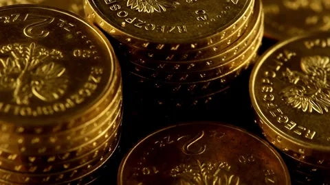 A pile of Coins on a white background stacks of gold money coin background Stock Footage 272769482
