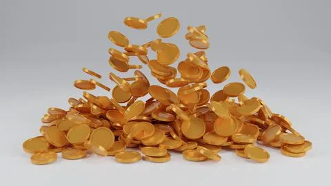 Pile of coins,coins stack isolate white background.Shopping mobile app,coins  Stock Illustration