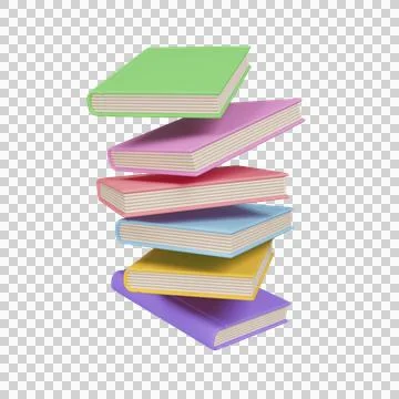 Pile of colored books on a white background. 3d rendering Stock Illustration