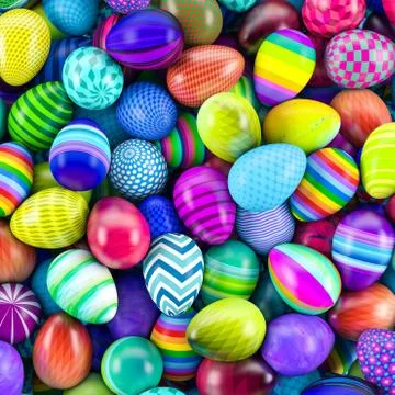 Pile of colorful easter eggs 3d illustration Stock Illustration