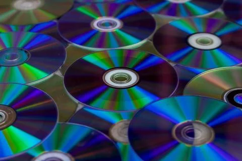 Pile of compact discs. Retro technology Stock Photos