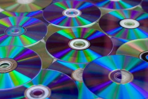 Pile of compact discs. Retro technology Stock Photos