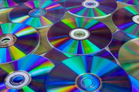 Pile of compact discs. Retro technology Stock Photos