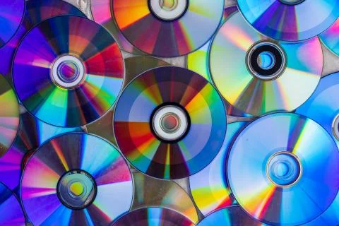 Pile of compact discs. Retro technology Stock Photos