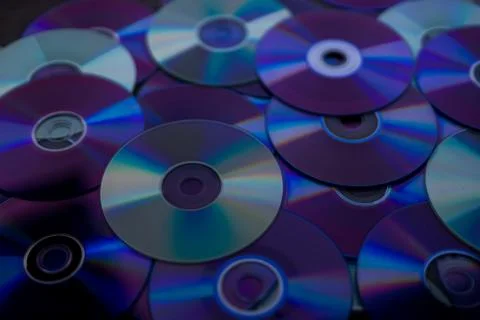Pile of compact discs. Retro technology Stock Photos