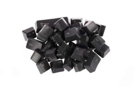 A pile of computer keys a pile of computer keys isolated on white Copyrigh... Foto stock