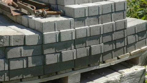 The pile of concrete bricks on the site in Estonia 스톡 동영상 208473034